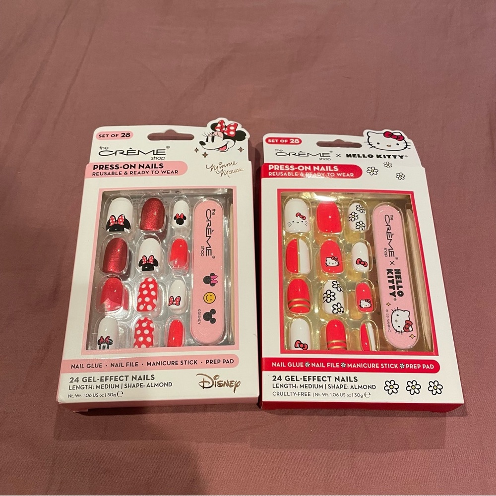 2 Pack Crème 24 Press Gel Fantasy Manicure NIB Hello Kitty Mickey/Minnie Disney